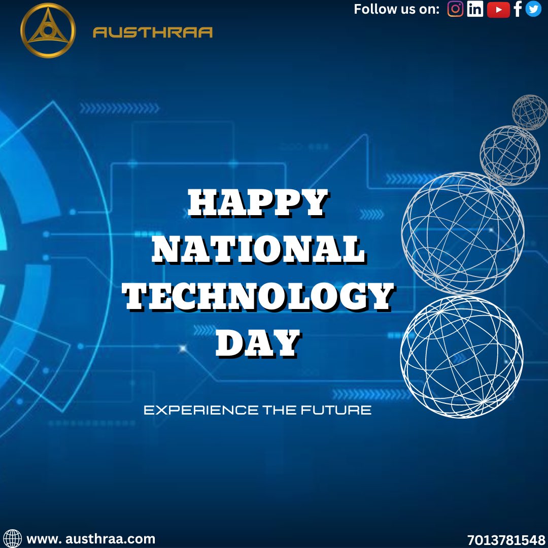 Happy National Technology Day
'Revolutionizing Mobility: Pioneering the Electric Path on National Technology Day!”

For more info:
austhraa.com
#ebikes #startupindia #austhraaebike #visakhapatnam #austhraaecycles #THub #InnovateWithTHub #Evstartup #Emobility