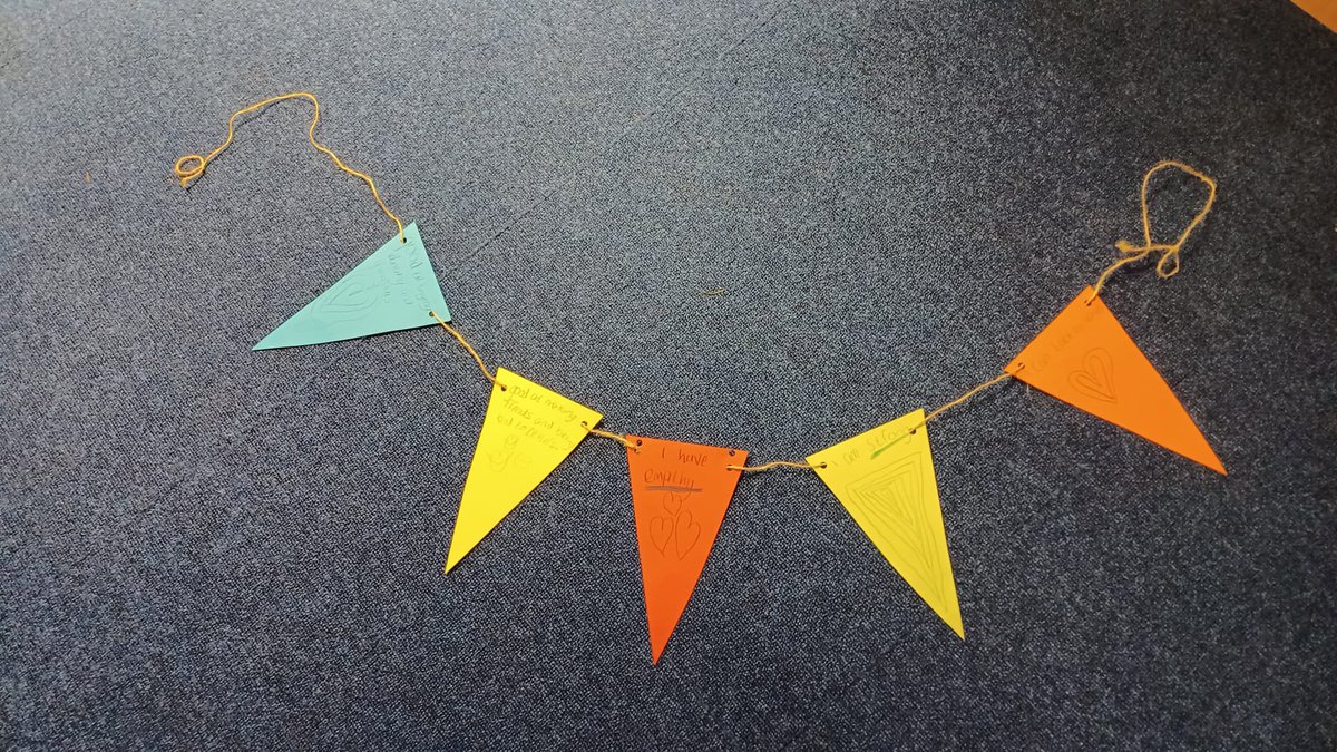 OutThereFamily's tweet photo. Another great 1:1 session with a young person this week using an activity from #thelemonadeproject 
‘Big Yourself Up’ bunting making. 

A lovely way of celebrating what we are proud of and building our self esteem 😃 https://t.co/02Pju0AjLW