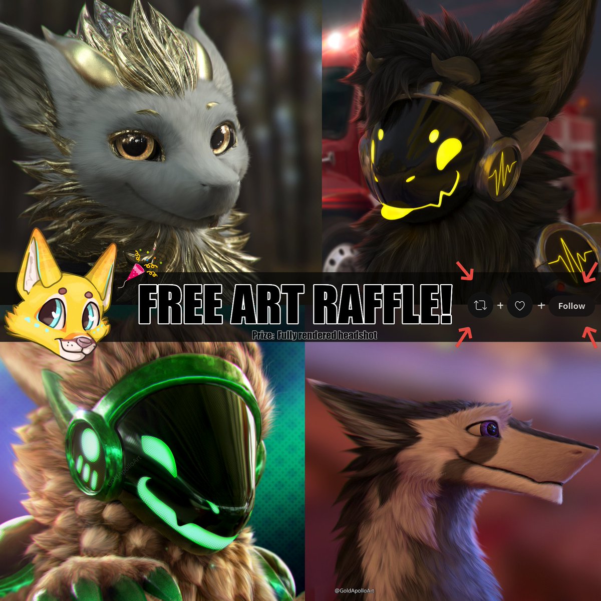 We hit 3k!✨😳🎉
To celebrate, I'm holding a FREE ART RAFFLE 

🥇Winner will get an Icon of their character- examples below ⬇️ - All species welcome! 

 ‼️RULES‼️
💚Like and RT this post 
💚Follow
💛[Optional] Comment your OC!  

Ends 1st June