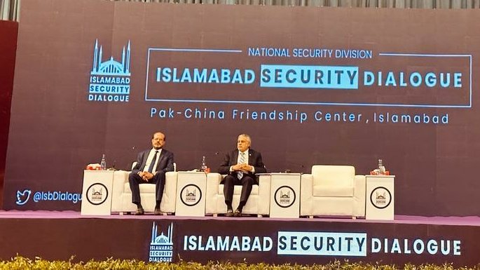 Finance Minister Mr. Ishaq Dar is delivering his keynote address on the Second day of the Islamabad Security Dialogue 2023. #ISD2023 #IsbDialogue
