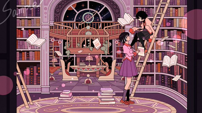 「図書館 複数の女性」のTwitter画像/イラスト(新着)