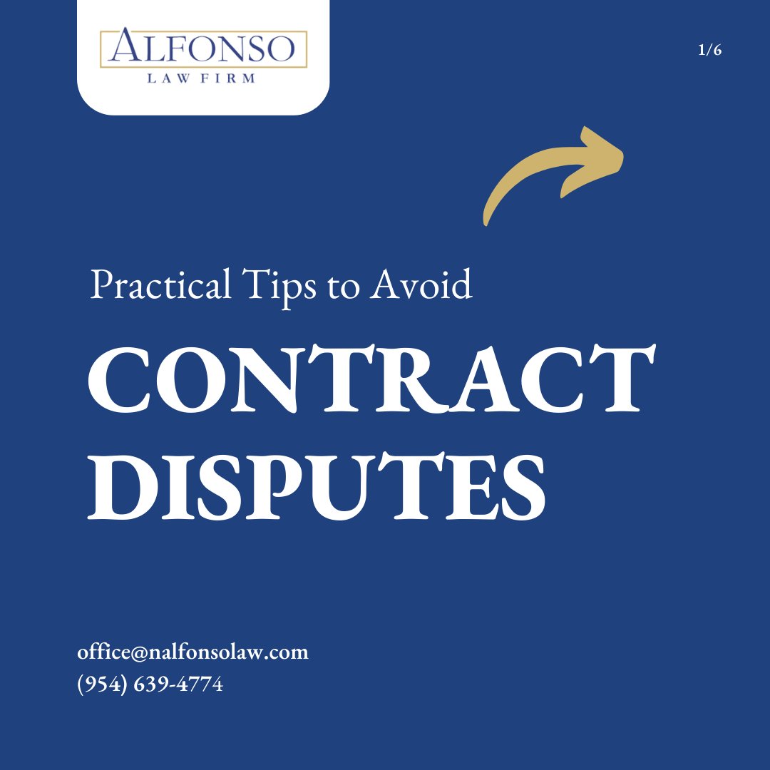 AlfonsoLawFirm's tweet image. Avoid contract disputes and protect your interests with these practical tips. 📑✅ #ContractLaw #ContractDispute