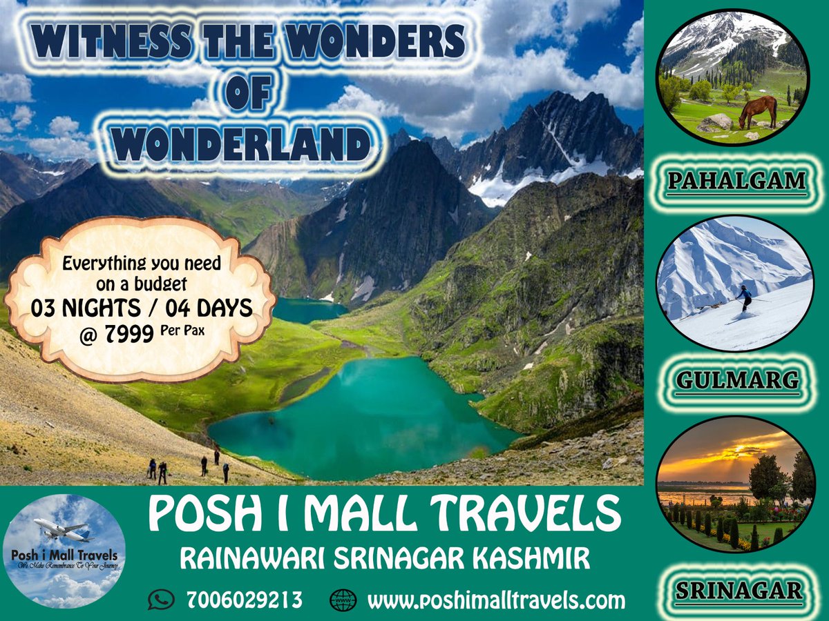 PoshMall's tweet photo. We make dreams come true!
#kashmir #kashmirtourism #kashmirpackages #kashmirholidayspackages #kashmirholiday #besttravelagency #travel #gulmargkashmir #gulmarg #pahalgam #sonmarg #srinagar #shikara #shikararide #transport #bestvacations #cheapholidays #houseboat https://t.co/HOLPyiioWV