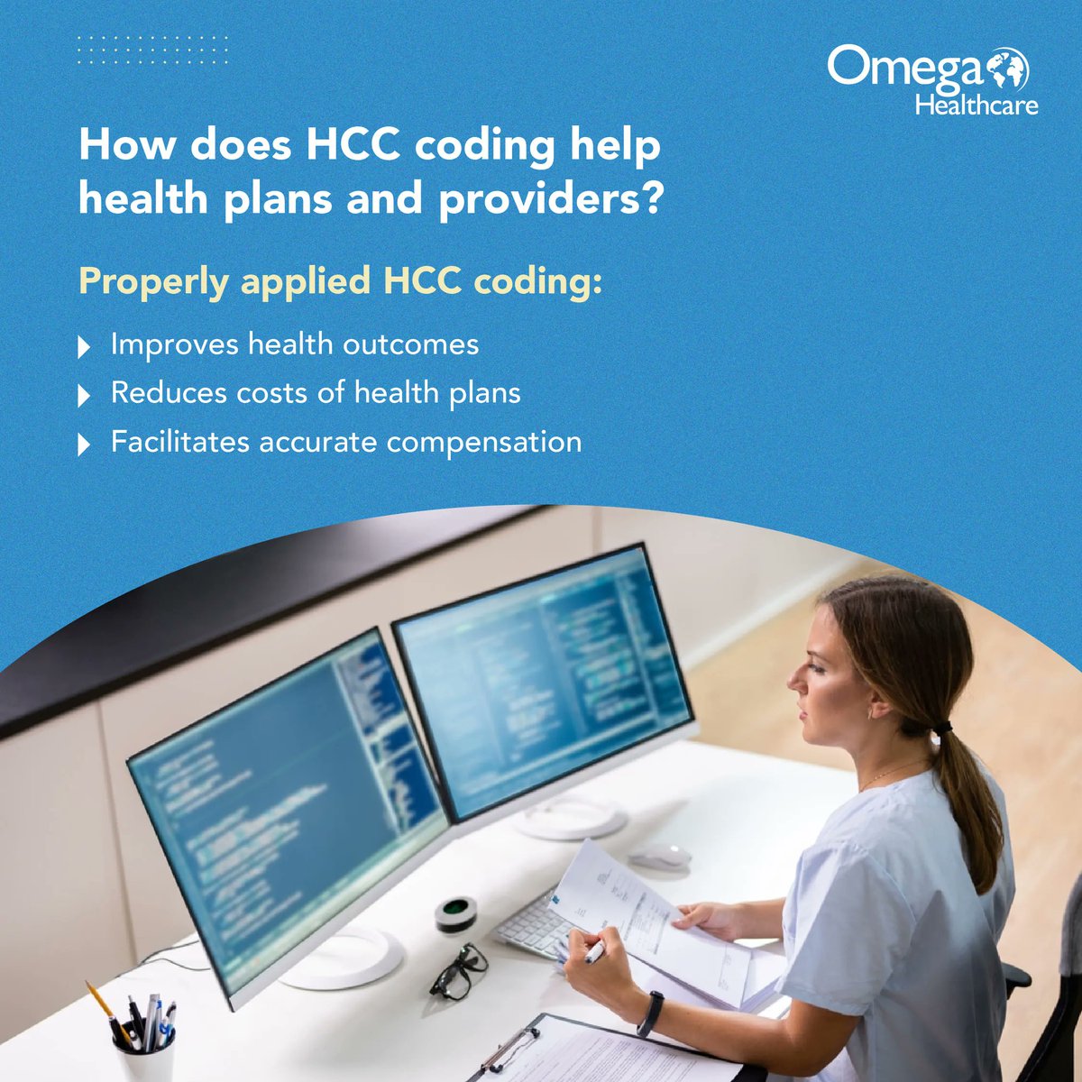 Omega_HMS's tweet image. Applying risk-adjusted coding is necessary for optimal health outcomes and provider compensation. Partner with us for risk-adjusted HCC coding and create more accurate documentation. Learn more: buff.ly/3M5BX1v
#HCCCoding #RiskAdjustmentCoding #Healthcare