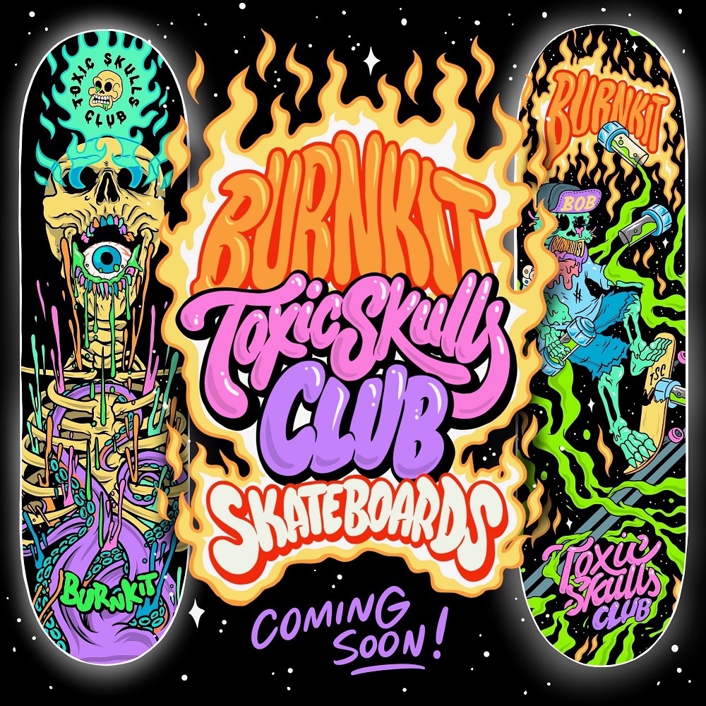 🔥🛹 TSC x Burnkit <a href="/bobburnquist/">@bobburnquist</a> exclusive skateboards are dropping soon, and we can't wait! 💣

Will you shred the streets 🌆 or turn your wall into an epic showcase?

Tell us how you plan to rock your #TSCxBurnkit skateboard! 🤘😎

#ToxicSkullsClub #NFTCommunity #Skateboarding