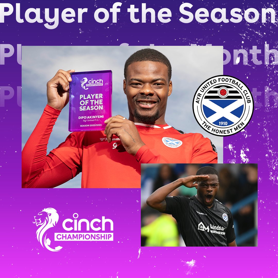 spfl's tweet photo. 🏆 Congratulations to @AyrUnitedFC's Dipo Akinyemi who has been presented with the @cinchuk Championship Player of the Season award!  

#cinchChamp https://t.co/2IFy3N9Cln