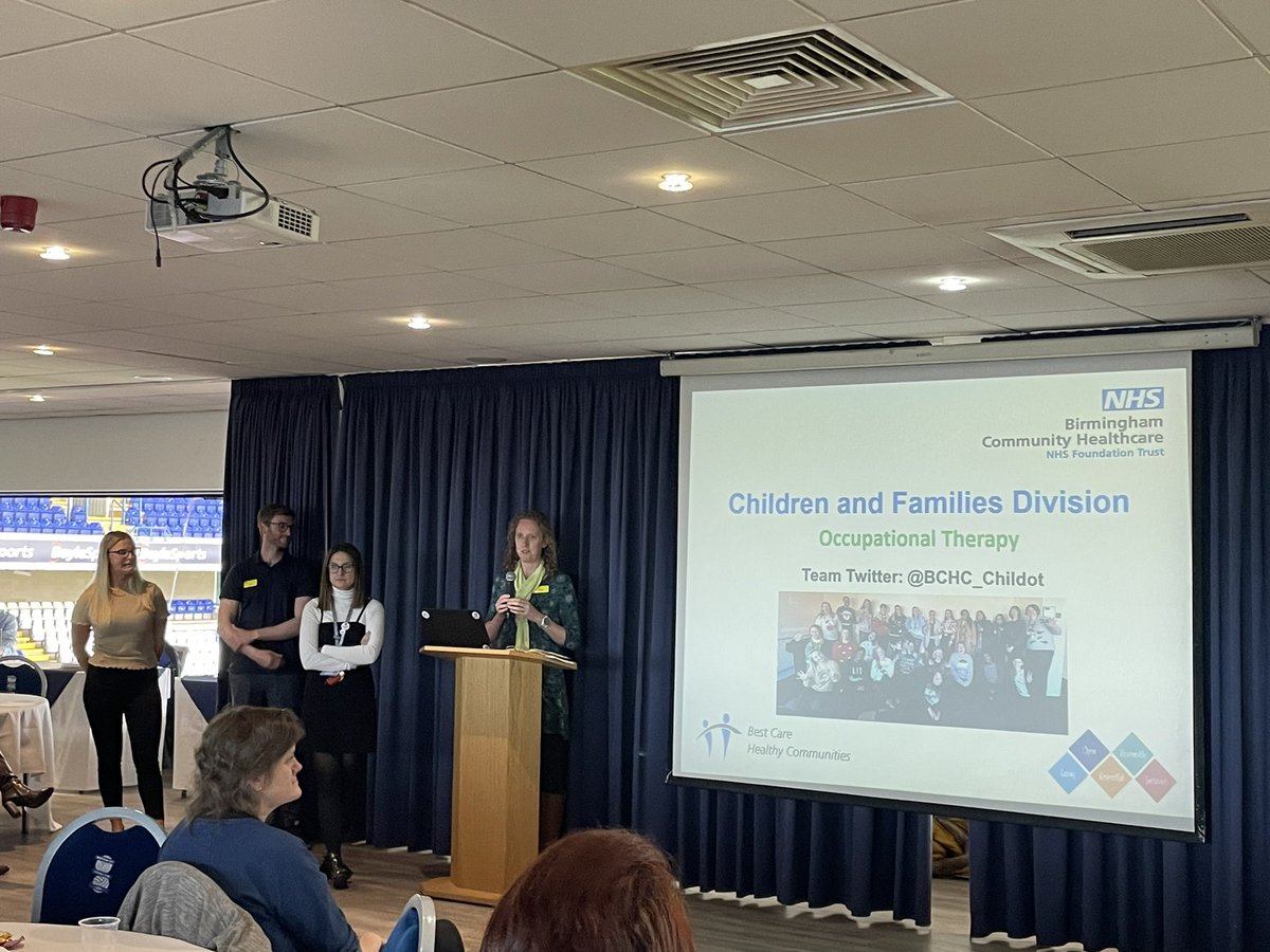 Next up it’s our turn <a href="/BCHC_OT/">BCHC OT</a> Conference! <a href="/Jen_PCLOT/">Jenny Gregory</a> <a href="/ryanmitchell230/">Ryan Mitchell</a> <a href="/EllieMayOT/">Ellie May</a> <a href="/Clare_OT/">Clare</a> are letting the <a href="/bhamcommunity/">@bhamcommunity</a> OT’s know what our service has been up to. #BCHCOT2023 #paediatricoccupationaltherapists