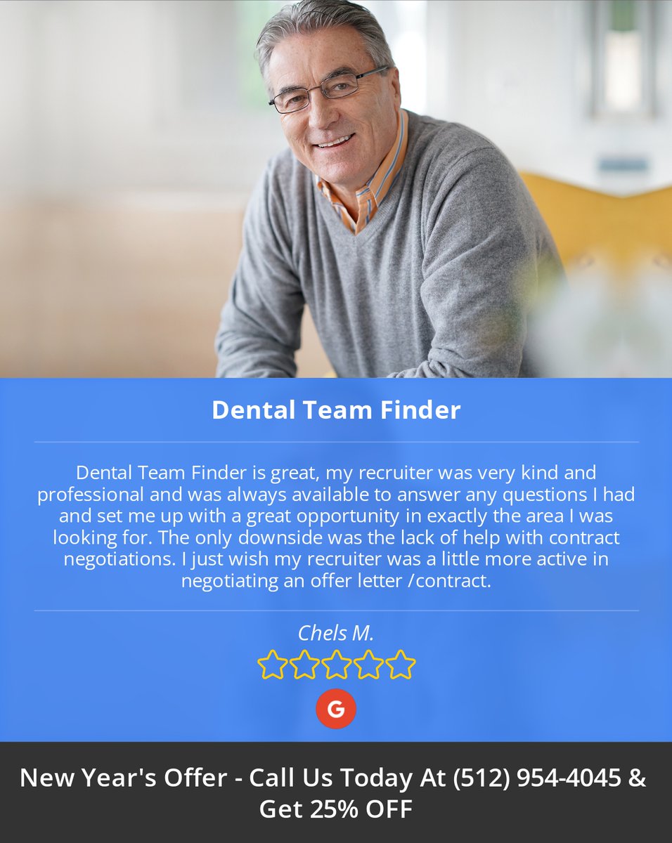 4 Star: Chels M. "Dental Team Finder is great, my recruiter was very kind and..." maps.google.com/?cid=167817489…