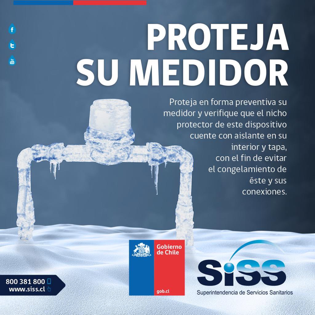 👋🔎 ¡Buen día! Iniciamos una nueva jornada #SISS recordándoles sobre la importancia de actuar de forma preventiva con la infraestructura sanitaria ante las bajas temperaturas presentadas en algunas regiones del país 🌡️❄️ Sigue este #ConsejoSISS para que #CuidemosElMedidor ✅