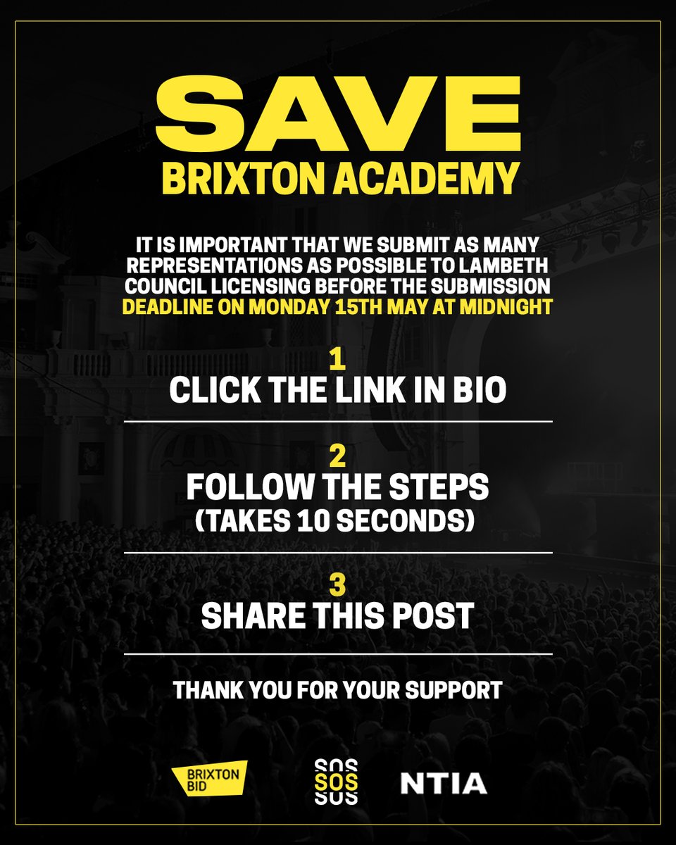 ntiaofficial's tweet photo. Today we are launching a campaign to “SAVE BRIXTON ACADEMY”.

Link to Campaign Letter Below:
https://t.co/6QJbz1YIE3

Thank you as always for your continued support in our fight to protect businesses. https://t.co/dbH32ToJSY
