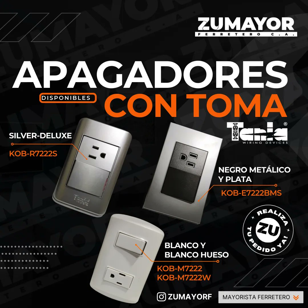 ZUmayorf's tweet photo. Dispositivo de control basculante para iluminación y otras cargas con tomacorriente para enchufes estándar. 👌 

DISPONIBLE✔️ 

#zumayor #distribuidor #ferretero #productos #mayoristas #distribuidores #zulia #ferreteria #negocio #almayor #maracaibo #venezuela #apagador #koby https://t.co/ghEajeSbtt