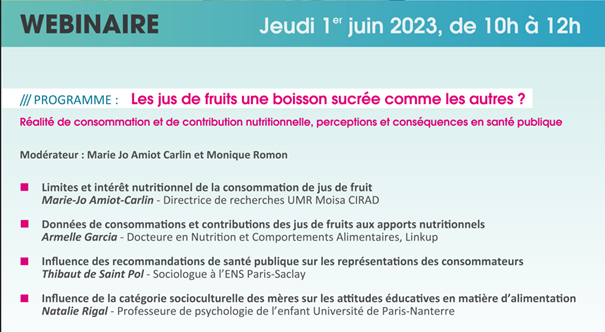 🗓️J-20 avant le webinaire <a href="/SFNutrition_Fr/">@SFNutrition_Fr</a> "les jus de fruits : une boisson sucrée comme les autres ?" 
▶️ Participez à notre réflexion sur la place des jus de fruits dans l'alimentation des Français !
Inscription et informations pratiques : app.livestorm.co/biofortis/work…