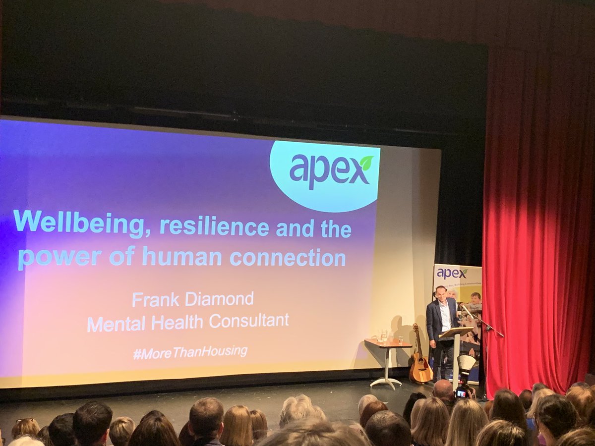 Guest speaker at @ApexHousingAssn staff conference @FrankDiamond17 talking about Well-being, Resilience and the power of human connection 

#MoreThanHousing