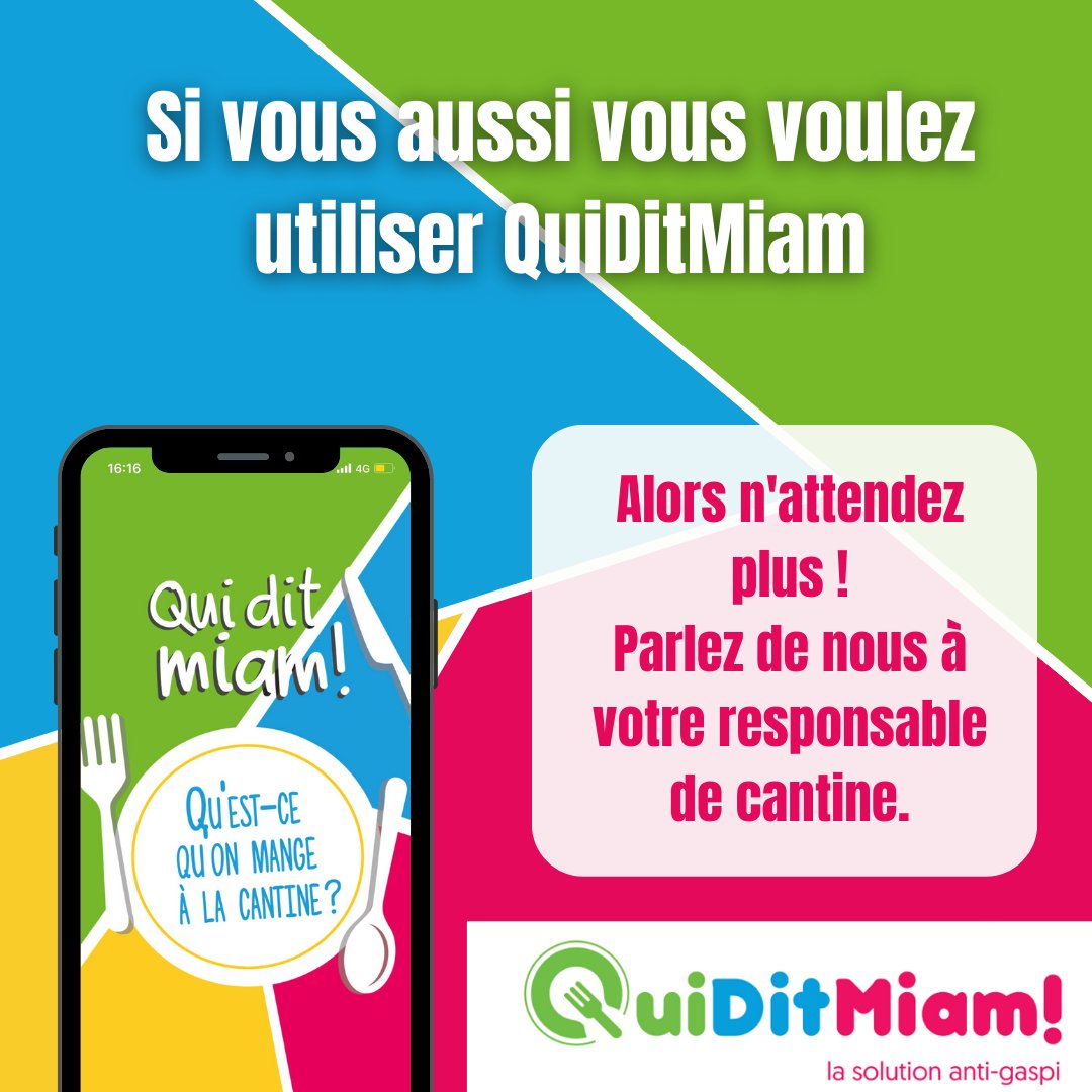 QuiDitMiam.fr (@quiditmiam) on Twitter photo Si vous aussi vous souhaitez utiliser QuiDitMiam dans votre restaurant collectif, parlez de nous à votre responsable de cantine.
Contactez-nous sur contact@quiditsoft.fr ou au 09.72.60.97.00
Informer plus, éduquer mieux, gaspiller moins. Si vous aussi vous souhaitez utiliser QuiDitMiam dans votre restaurant collectif, parlez de nous à votre responsable de cantine.
Contactez-nous sur contact@quiditsoft.fr ou au 09.72.60.97.00
Informer plus, éduquer mieux, gaspiller moins.
