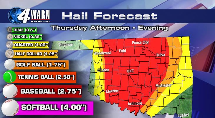 emilyrsutton's tweet photo. ⚡️HEADS UP-SEVERE WEATHER EXPECTED TODAY⚡️
⛈️The enhanced risk has expanded
⛈️Timing: 3PM to 10PM
⛈️Threats: Up to baseball size hail, damaging winds, strong tornadoes possible
⛈️Have a severe wx safety plan
⛈️Stay tuned for updates!

8AM Thu @kfor #okwx https://t.co/AaMEk2wZao