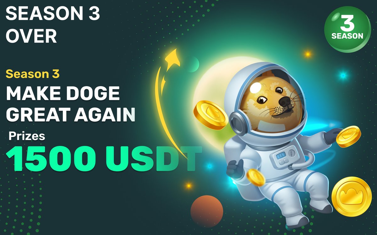 🎉 Season 3 is Over 🎉

🥳 Dear players, we are happy to announce that the $ARNM season 3 has ended. 

🏆As we said before, the winners were chosen randomly. And we are ready to announce the list of winners of Make $DOGE great again season 3
