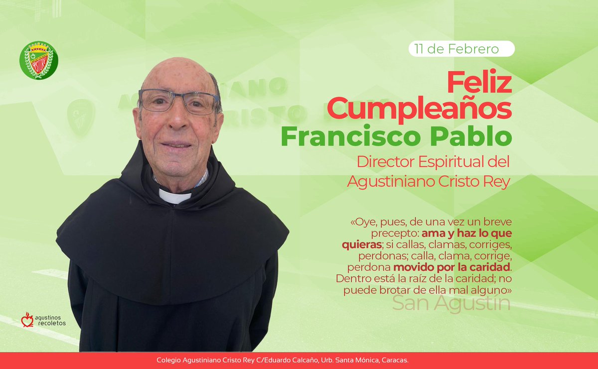 agustinianocr's tweet photo. Le damos gracias a Dios por el don de la vida de Fray Francisco (Paco)... esperando que el Señor le siga colmando de bendiciones, de salud y podamos seguir disfrutando de sus enseñanzas y acompañamiento. https://t.co/2k5OP4DJun