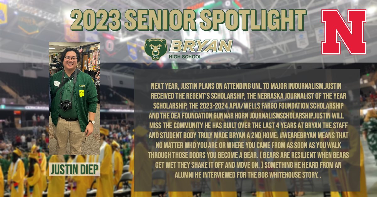 Our next senior is Justin Diep.  Justin is heading to <a href="/UNLincoln/">University of Nebraska-Lincoln</a>  next year!  #WeAreBryan #classof2023