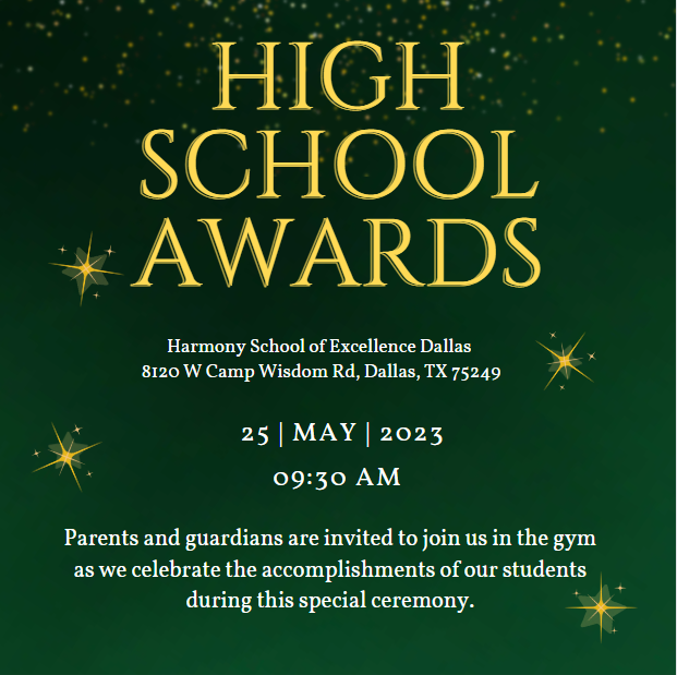 Parents and guardians are invited to join HSED in the gym as we celebrate the accomplishments of our students during a special end-of-year awards ceremony on May 24th (MS) and 25th (HS)!