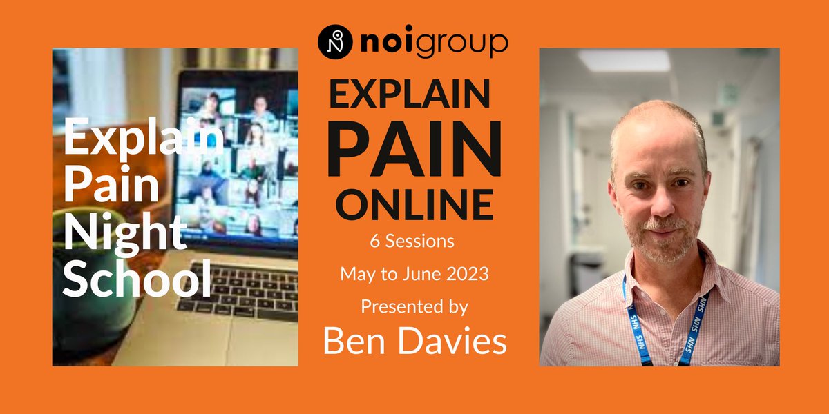 Explain Pain School is the full <a href="/noigroup/">Noigroup</a> Explain Pain course delivered over several weeks, with bite-sized live sessions each week.

ncore.org.uk/Website_Event_…

6 Sessions:
13th, 18th, 25th May 2023
1st, 8th, 15th June 2023 

👉 16 CPD hours

#ExplainPain #NOIGroup