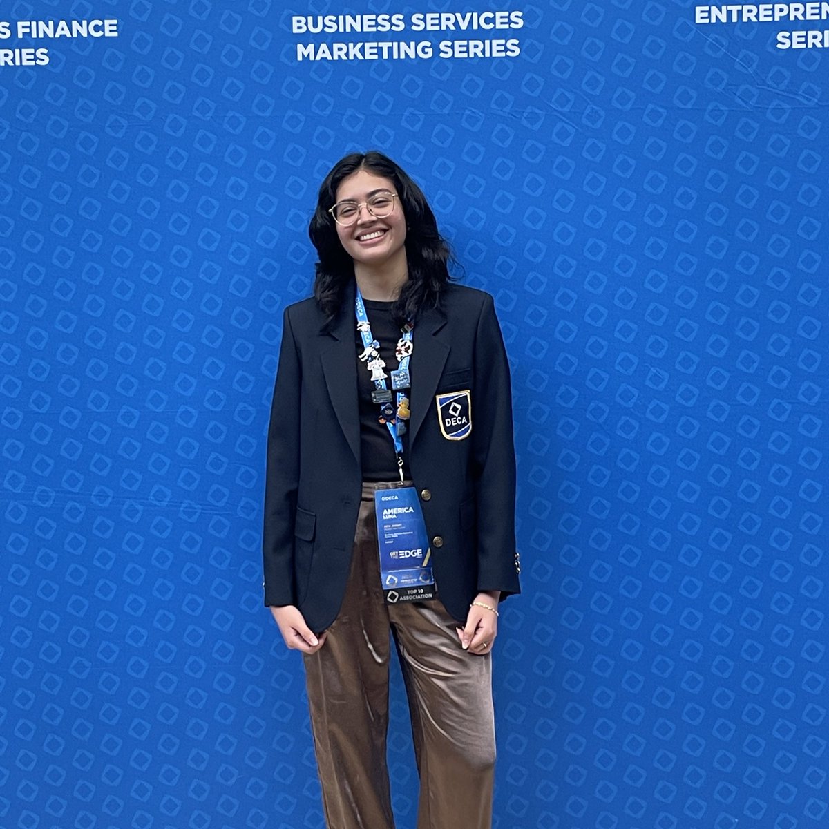 PassaicSchools's tweet photo. 🌟 Congrats to America Luna, senior DECA &amp; NAF Finance Academy student at PHS, on earning the Award of Excellence in Business Services Marketing at the 2023 DECA ICDC in Orlando! 🏆 Her outstanding performance ranks her among the top 200 students nationwide in this event. 🏅🇺🇸 https://t.co/3XoWoCl7zy