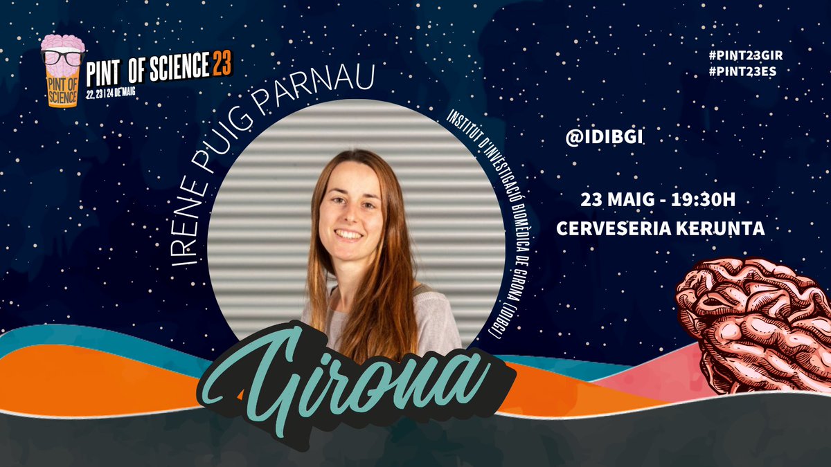 Girona7ciencia's tweet image. Festival @pintofscienceES !
23 de Maig, 19:30h al #Kerunta
"Les mil mosques de Sant Narcís: la memòria i la depressió"
Per Jordi Mayneris Perxachs, Irene Puig Parnau i Lisset de la Vega Correa de @idibgi
#PINT23GIR #PINT23ES
Patrocina: @icrawater @idibgi @c4dudg @eueram @btmsound