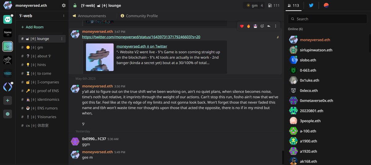 versedweb's tweet image. 110+ realized ℣isionaries and counting @nftychat 🤝

What's next? 👀 nftychat.xyz/community/1ae3…