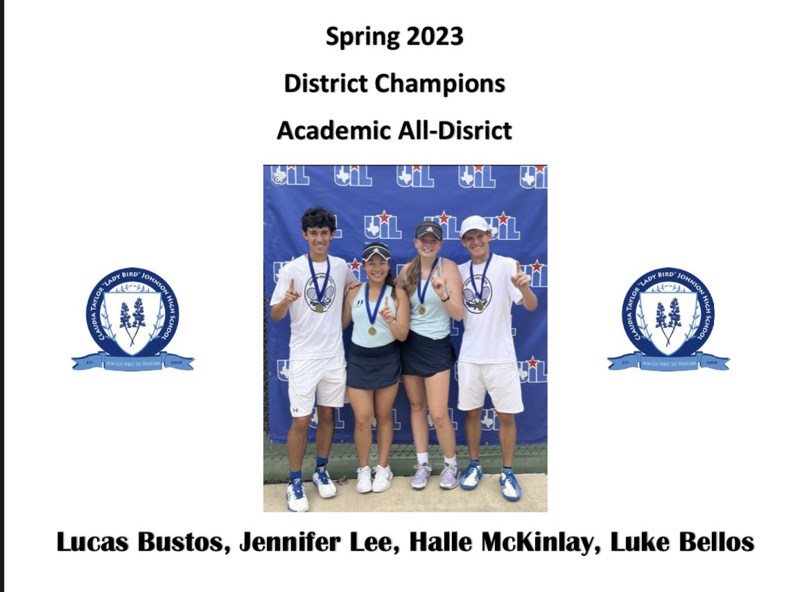 Accomplishments on the courts and in the classroom. Big congratulations to these district champs and our team for a 102% cumulative GPA for varsity tennis at CTJ. JagsUp! #jaguarpride @Neisdathletics <a href="/JPApride/">Jaguar Pride Association</a> <a href="/CoachTPMiller/">Coach Miller</a> <a href="/NeisdAthletics/">NEISD ATHLETICS</a> <a href="/NEISD/">North East ISD</a>