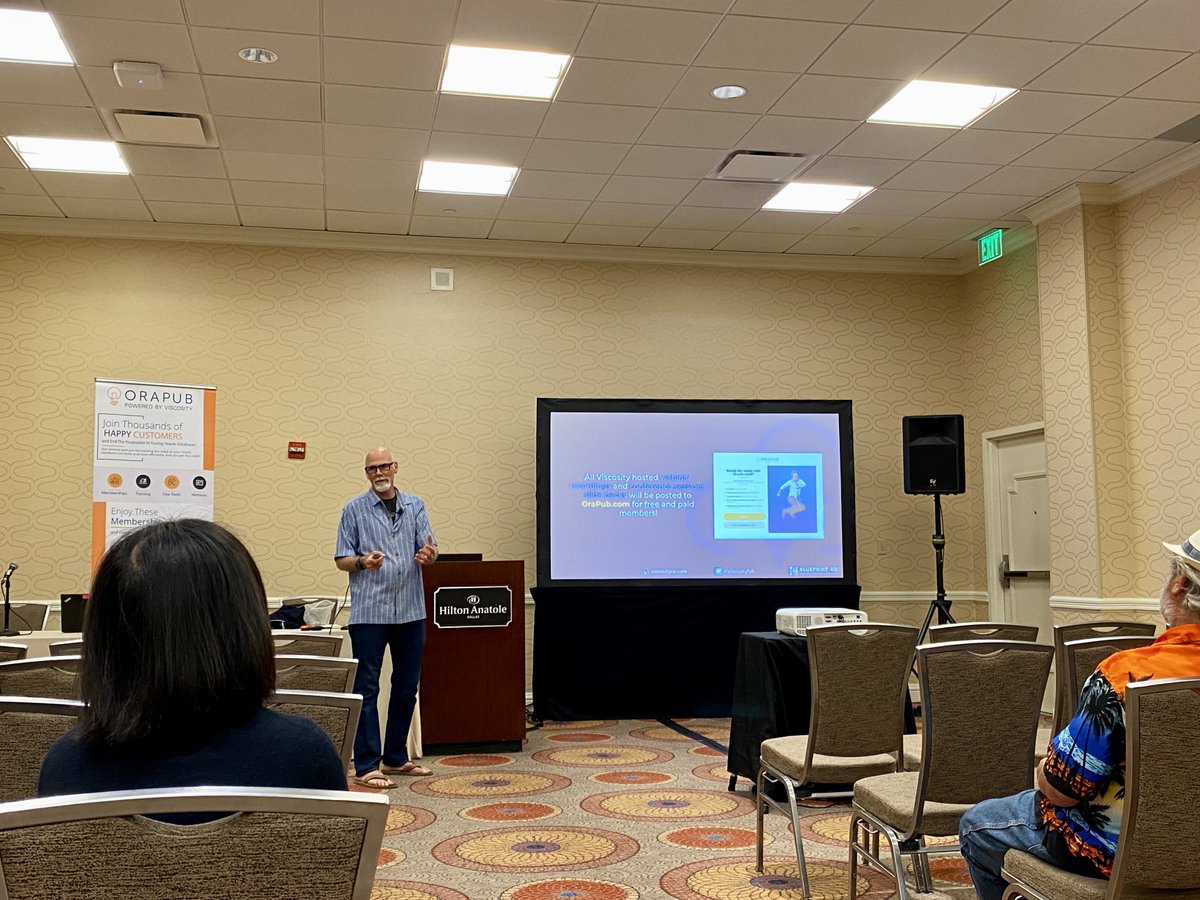 ViscosityNA's tweet image. Day 3 of #BLUEPRINT4D was insightful, covering the latest patching strategies by @oraclesean. Craig Shallahamer shared techniques for deploying #ML models, @RichNiemiec covered leveraging #ML &amp;amp; tuning tips from @ggordham.

Looking forward to what today brings!
#VNA #orapub