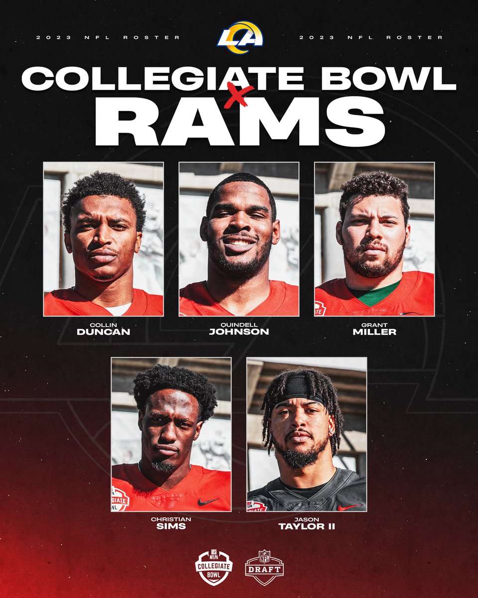 The NFLPA Collegiate Bowl (@nflpabowl) on Twitter photo Grindin’ in LA ☀️
Congratulations to our #NFLPABowlAlums for signing with the <a href="/RamsNFL/">Los Angeles Rams</a> 💪
#RamsHouse Grindin’ in LA ☀️
Congratulations to our #NFLPABowlAlums for signing with the <a href="/RamsNFL/">Los Angeles Rams</a> 💪
#RamsHouse
