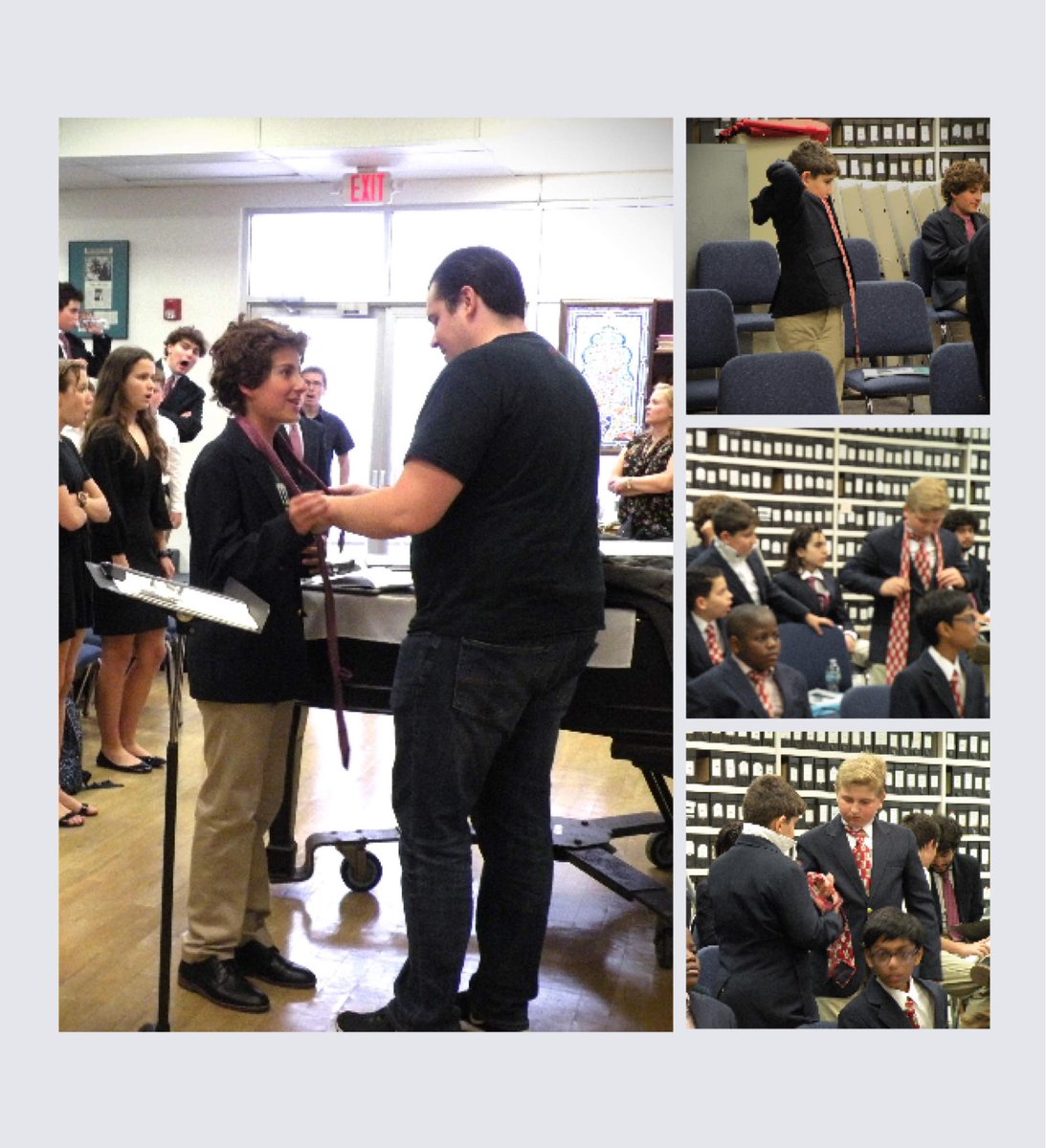 Dress rehearsal! Learning how to tie ties:)