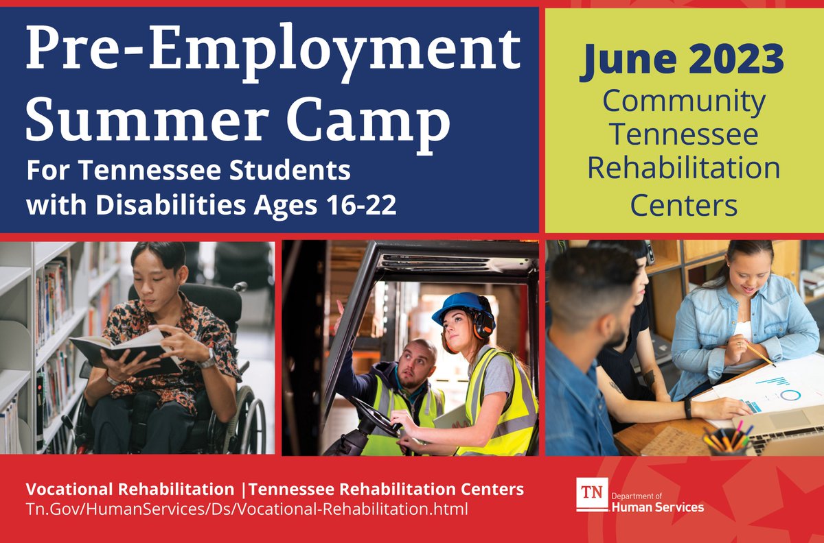 TNHumanServices's tweet image. The deadline for high schoolers with disabilities to register for our June Pre-Employment Camps is almost here! Our programs focus on preparing for life after high school and will be offered at our TRC locations in #Cookeville &amp;amp; #ClevelandTN. Learn more: tn.gov/humanservices/….