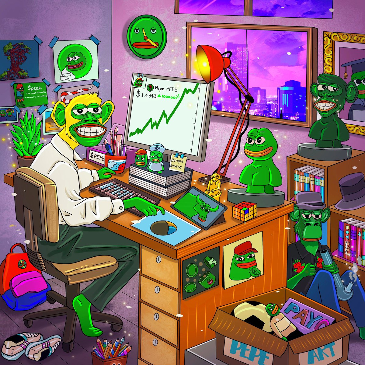 PepeApeYC's tweet photo. Take back web3
#Pepe for the people!!
Shoutout to @BaanbeS for the awesome piece ๐๐
In 24 hrs we will snapshot the #PAYC Legends collection holders and those wallets can free claim this edition in the Memes by Pepes collection ๐
History in the making
#Fyuga #Fbayc $pepe https://t.co/kQoV3w8QVW