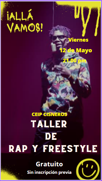 ejovensantander's tweet photo. Mañana viernes #taller de #rap y #freestyle en el colegio CEIP CISNEROS #Santander.
¿Te animas? Te esperamos a las 21.00. No faltes!
#Gratuito y sin inscripción previa https://t.co/yyROXGF7lF