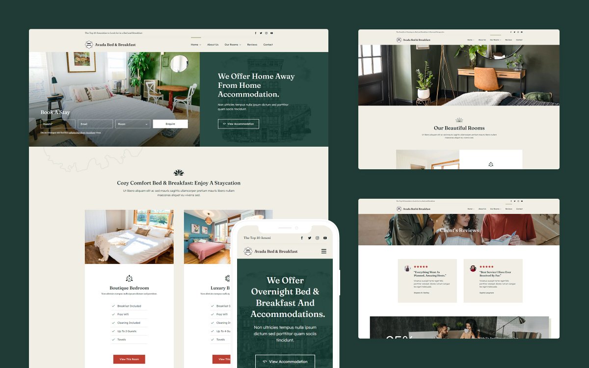 "Avada B&amp;B: Deconstructing a Prebuilt Website." The following article in our blog post series explores prebuilt website layouts designed with #Avada for #WordPress. Read all about it bit.ly/3I2agni #WebsiteBuilder #HowTo #holiday
