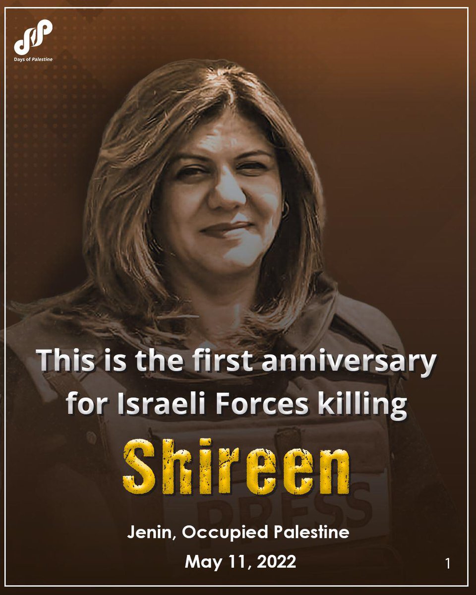 FreedomForPal1's tweet photo. The first anniversary for #Israeli forces killing Shireen Abu Aqlah 
Read for more...        ⤵️
#JusticeForShireen 
#ShireenAbuAkleh https://t.co/3Pss57bonr