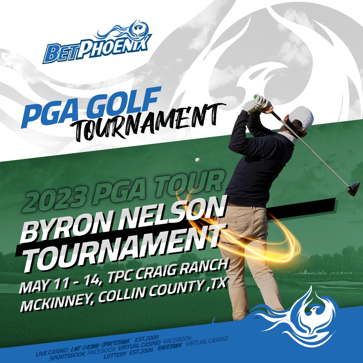 The #PGATour goes to Dallas, TX🤠🔥
💵Join #BetPhoenix & Get $100, Check📌

⛳️The #PGA #ATTByronNelson
🏌️‍♂️Daily Action with Matchups

#TPCCraigRanch hosts this event in honor of one of the greatest golfers of all time🏆

#Golf #ByronNelson #GolfTalk #SportsBetting #BettingTwitter