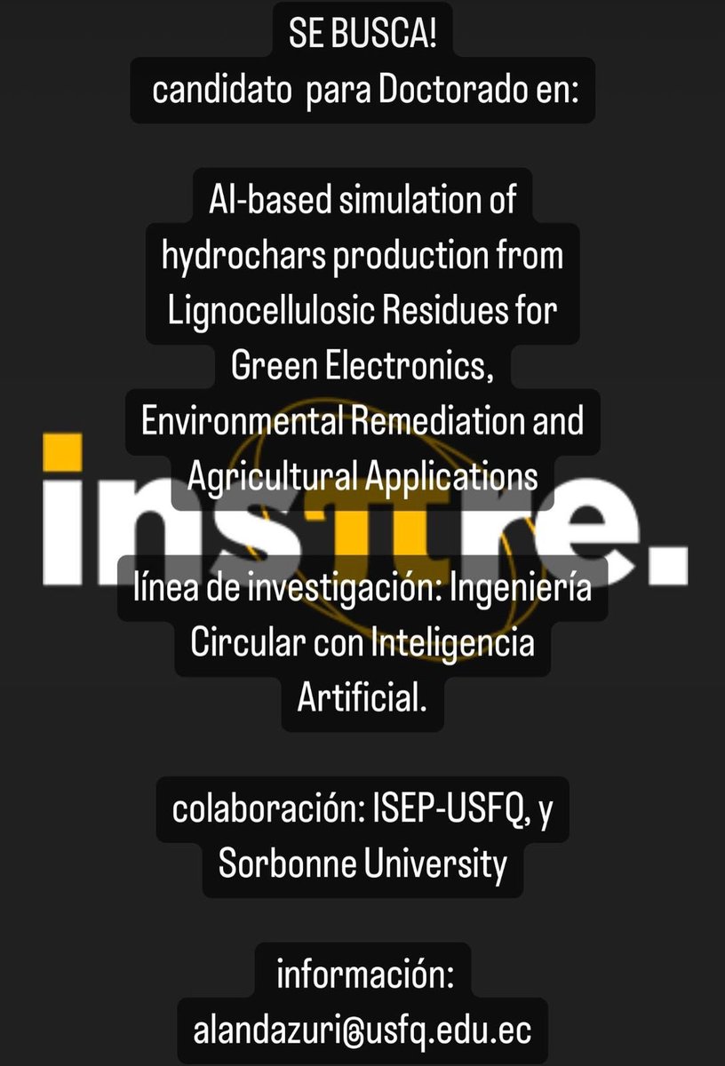 InspireEcuador's tweet photo. ¡Buenos días mundo! En Inspire estamos buscando un candidato para Doctorado en el siguiente tema:

#sebusca #doctorado #investigacion #inteligenciaartificial #ai https://t.co/wZawHlhD4o