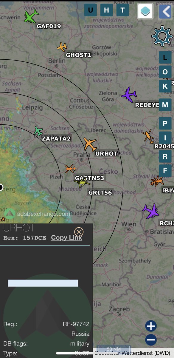 DOT50AE's tweet photo. https://t.co/kWf79mVsoh
#URHOT is identified by adsbexchange as Russian Su-57. 😂
I wonder what’s that all about as they’re flying near Prag. 🤔
#avgeek #adsb https://t.co/gRXqSin8vu