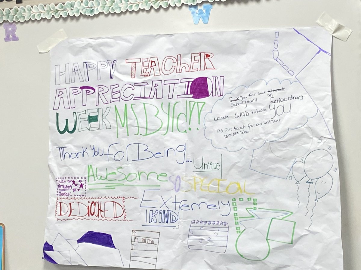 I walked into my classroom this morning and saw this amazing sign from my students. This made my day!🥰❤️#TeacherAppreciationWeek