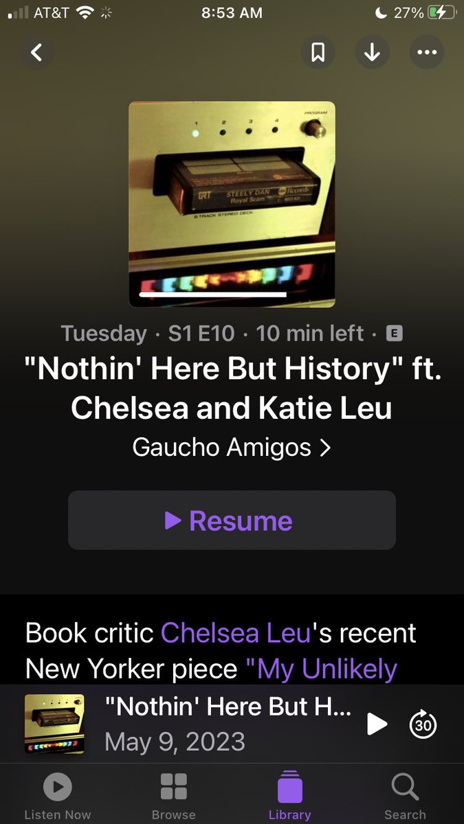 Bit surreal to see my own name in my podcast feed. Thanks to @baddantakes for chatting with me and @ChelseaLeu about our Steely Dan fan origin story!