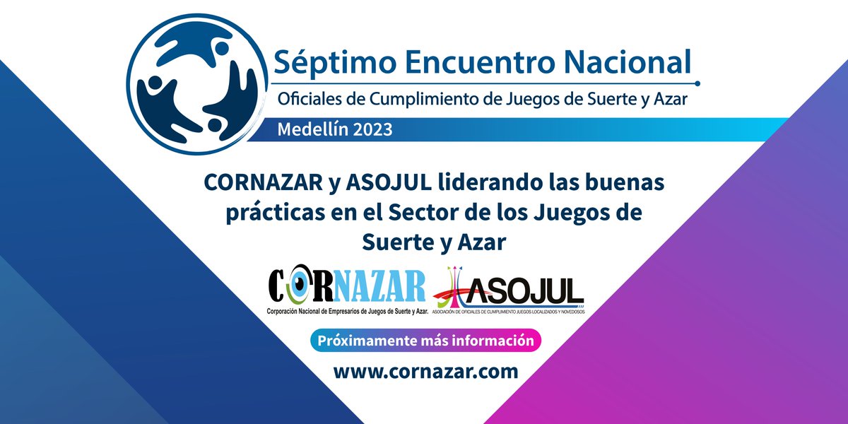 <a href="/Asojul/">Asojul</a>  y <a href="/Cornazar2/">Cornazar</a> liderando durante siete años la implementación de buenas prácticas en sistemas integrales de prevención y control del riesgo LA/FT.

Próximamente más información
📩 cornazar.com/asojul/

#FelizJueves #compliance #AML #cumplimiento #juegosdesuerteyazar