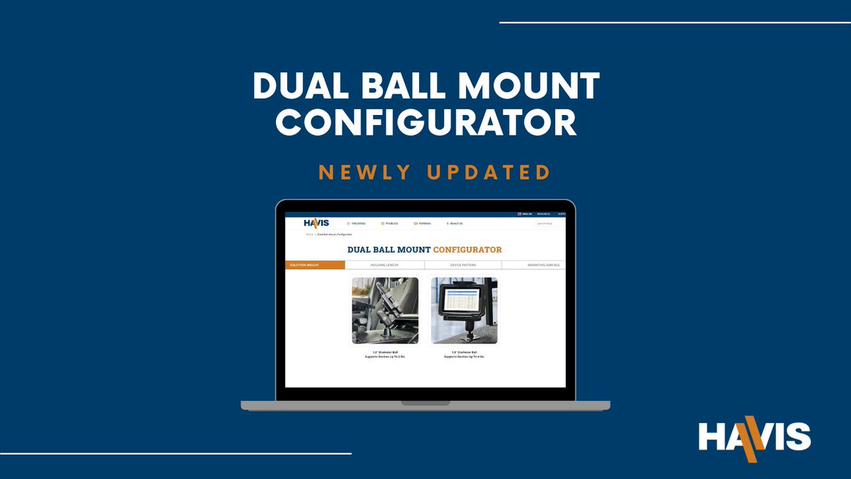 Upgrade your mounting game with Havis's Dual Ball Mount Configurator, now featuring the new knob version! Effortlessly choose an ideal mounting configuration to best suit your needs.

havis.com/dual-ball-moun…

#havisrugged #havissolutions #havisequipped #dualball #dualballmount