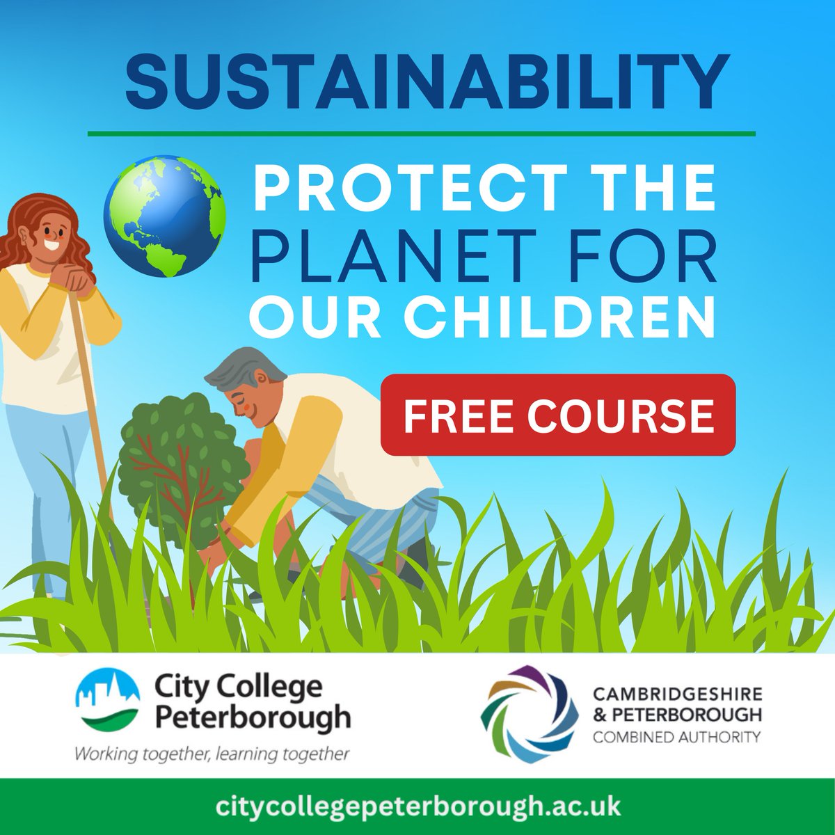 🌍 Get inspired &amp; learn new ideas to lead a more #sustainable life on our FREE course.
📅  26th June - 4-wk course (Mondays)
🕤 9:30 - 11:30am
📞 01733 761361
✉️ admin@citycollegepeterborough.ac.uk 
ow.ly/E1n150Olrw0
#sustainability #planet #green #environmental