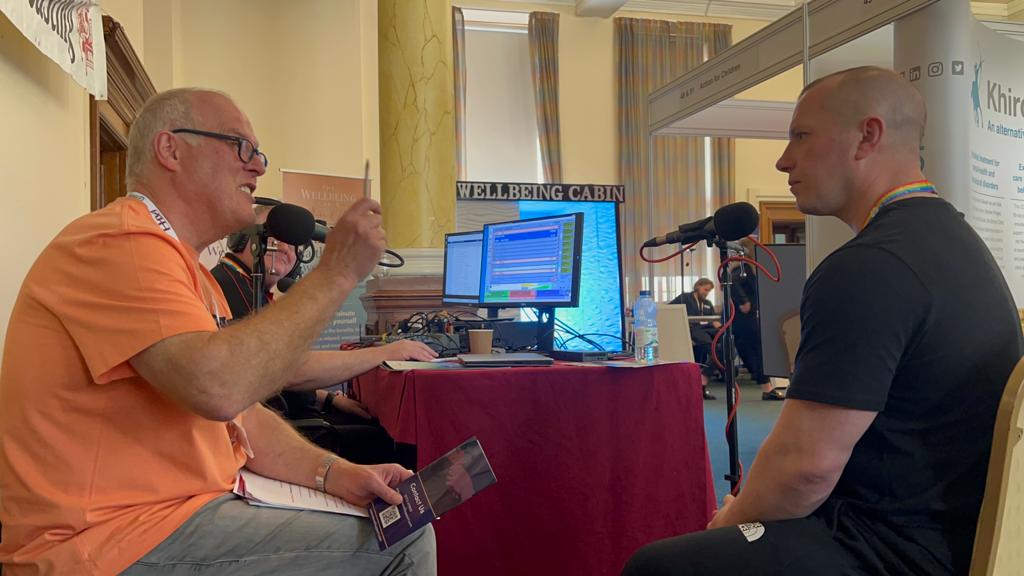 BeWell_Support's tweet image. Gareth speaking with @RookwoodSound at the Mental Health and Wellbeing Show Cardiff #MHWshow