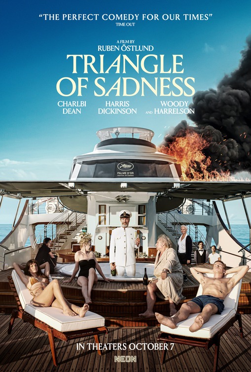A celebrity model couple is invited on a luxury cruise for the uber-rich. What first appeared instagrammable ends catastrophically, leaving the survivors stranded on a desert island and fighting for survival.

#TriangleOfSadness (2022) by #RubenÖstlund, out now on @SonyLIV.