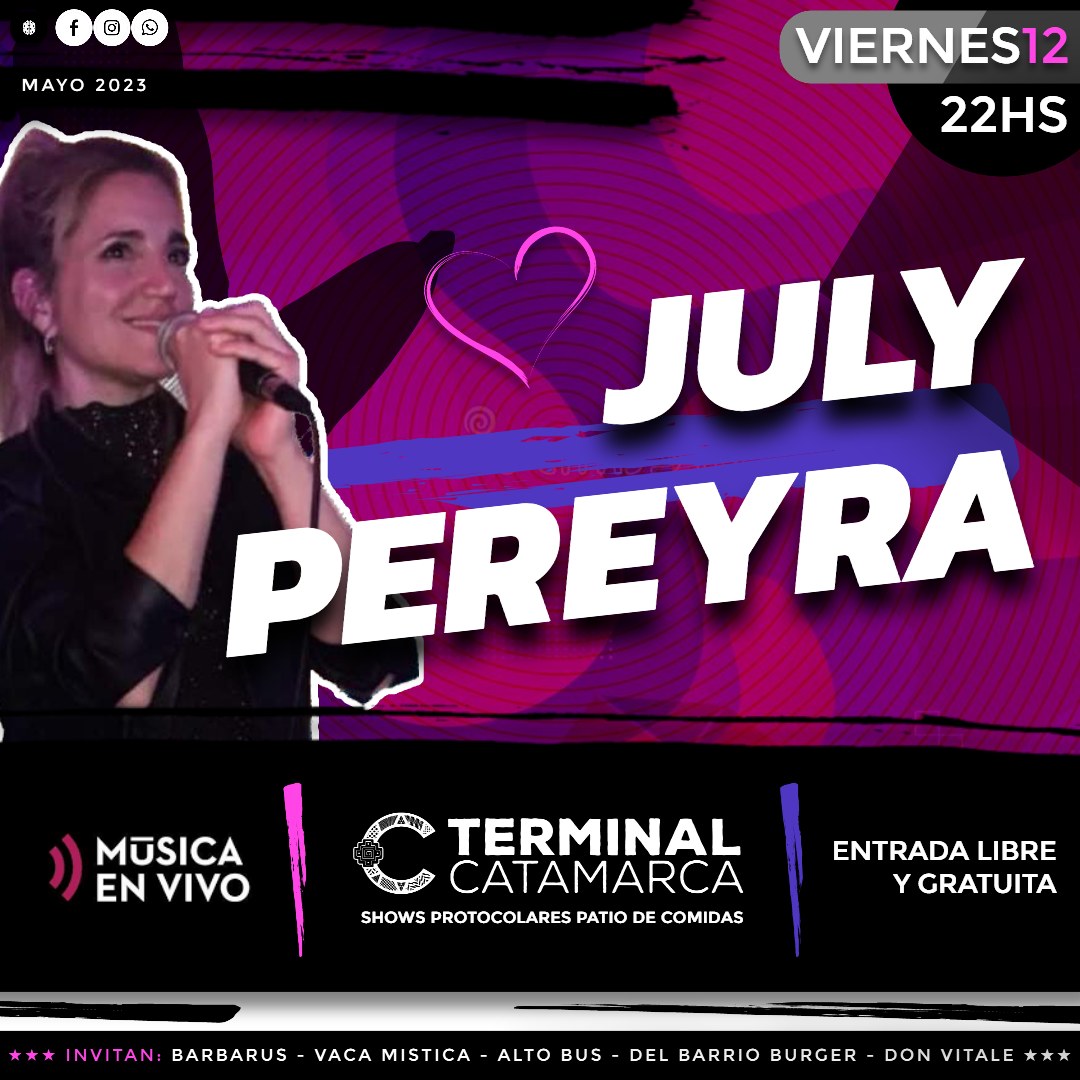 terminalcata's tweet photo. ⭐⭐⭐ ATENCIÓN #CATAMARCA ⭐⭐⭐

MÚSICA EN VIVO Y LA MEJOR GASTRONOMÍA 🍔🍟

🟣 VIERNES 12.05 👉 #CasaDeLocos y #JulyPereyra (22 Hs.) ENTRADA LIBRE Y GRATUITA ❗❗❗

🔵 SÁBADO 13.05 👉 #BandaEnganchaDos (22 Hs.) ENTRADA LIBRE Y GRATUITA ❗❗❗ https://t.co/m5YJJR6mxv