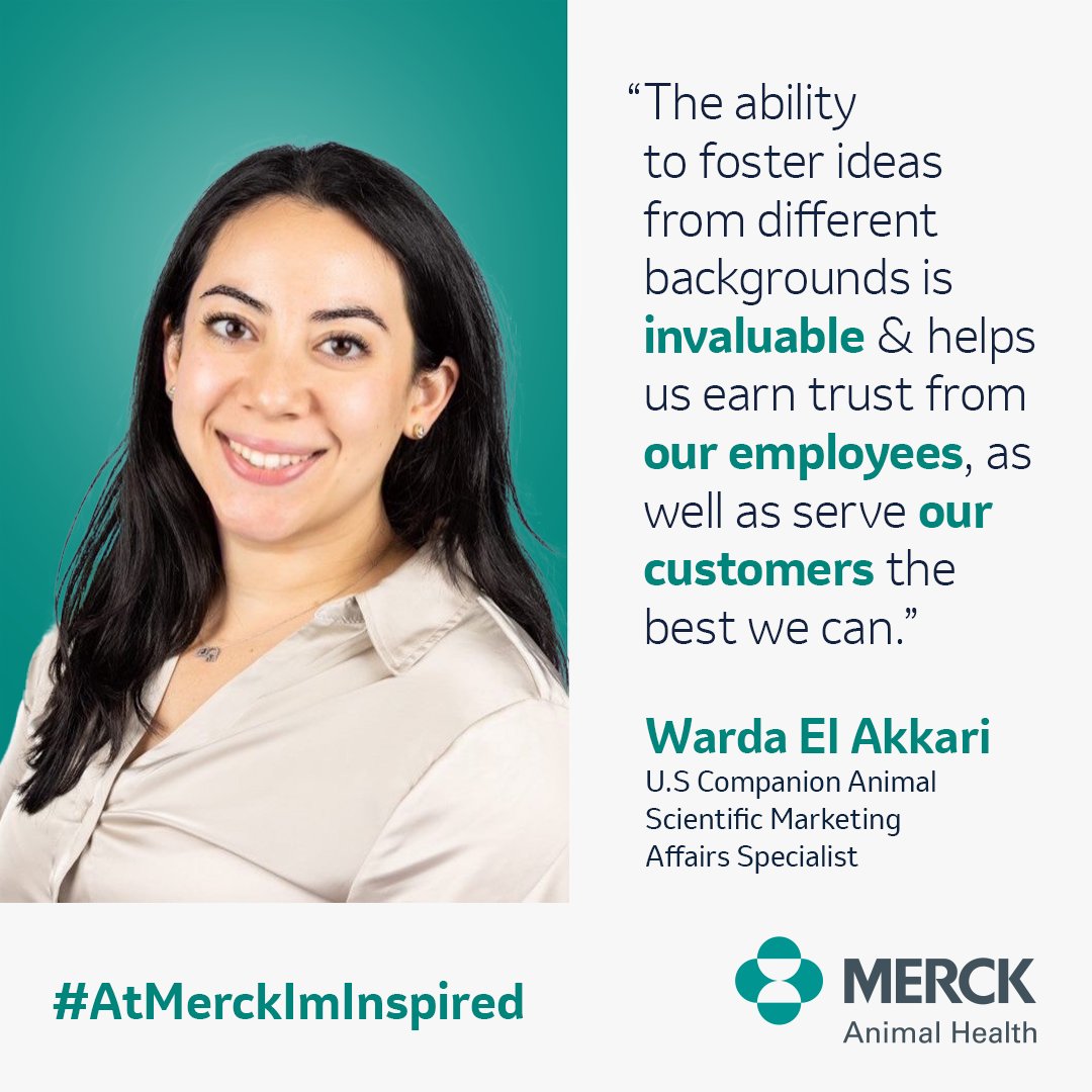 MerckAH's tweet image. Scientific Marketing Affairs Specialist, Warda El Akkari, embraces the importance of prioritizing a diverse and inclusive work environment to effectively communicate both within our company and with our customers. #AtMerckImInspired