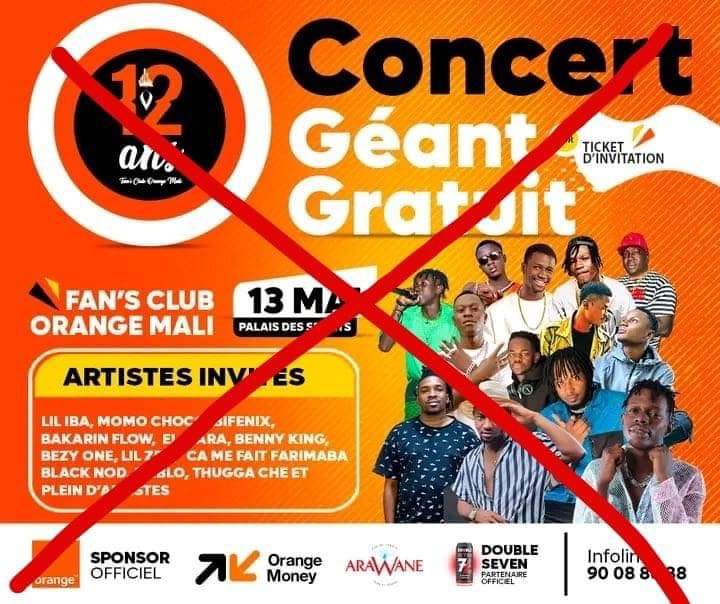 Opération Boycott contre ce concert gratuite d' #OrangeMali , il est demandé à tout le monde de ne pas y participer ✊🏻
La lutte continue jusqu’au bout ✊🏻
#Baissezlesprix #OnSenFouDeVosPromotions #Dokeraten