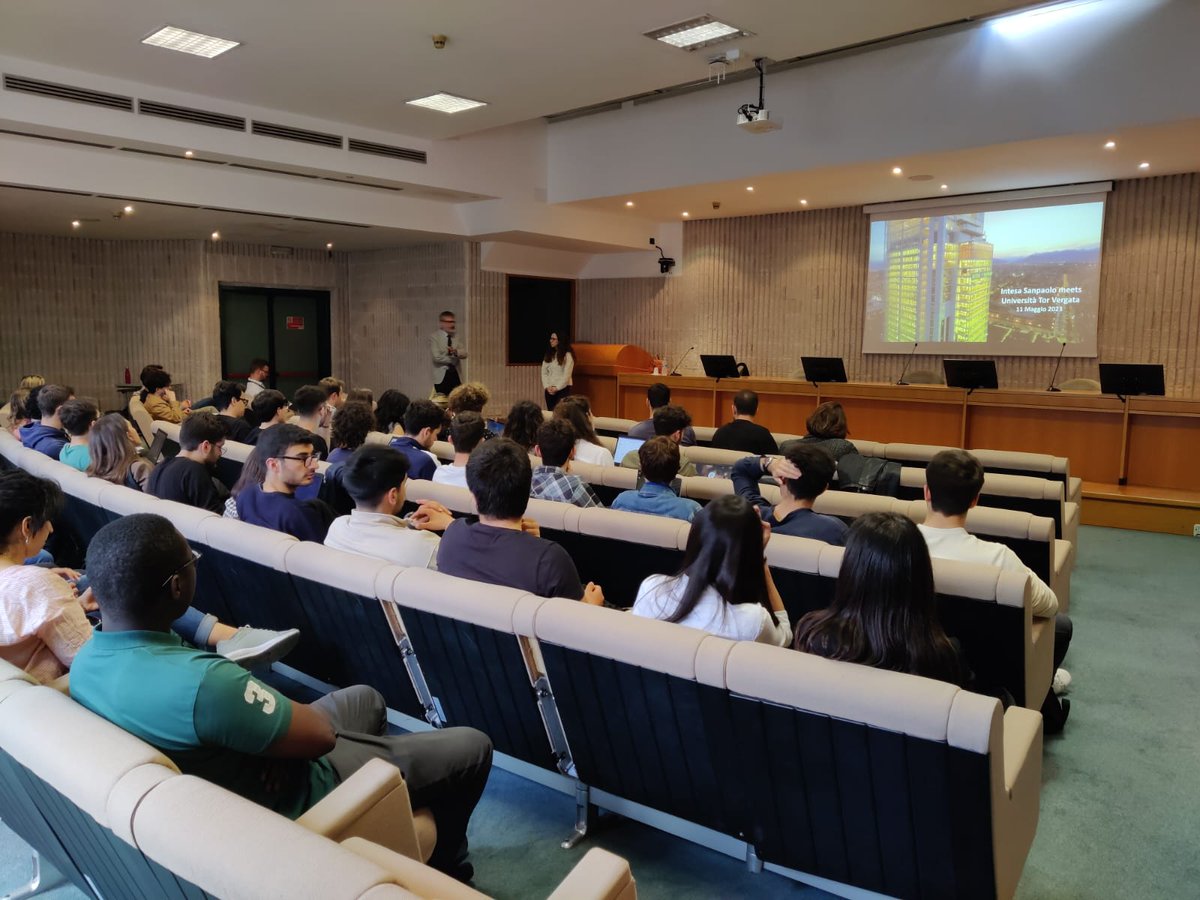 fb_uniroma2's tweet photo. Intesa Sanpaolo HR #seminar today at Economia Tor Vergata.
Thanks to #HR Specialist Erica Schieppati and all the students attending the seminar!
#finance #banking #torvergata #university #intesasanpaolo #studyinrome #masterofscience
@EconTorVergata
@unitorvergata https://t.co/goXORpbEcY